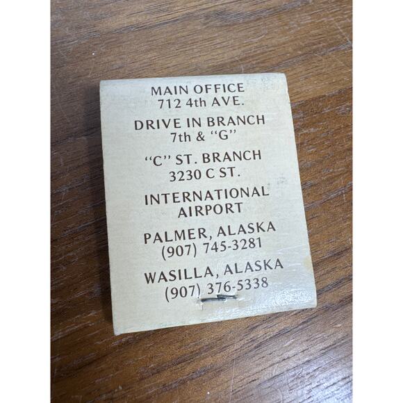Vintage Alaska Bank of Commerce Anchorage Matchbook Unstruck Full Front Strike - Picture 2 of 5